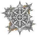 orthodox cross sun tattoo design idea