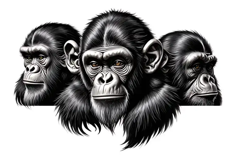 Three wise monkeys, one does not see, the other does not hear, the third does not speak tattoo design idea