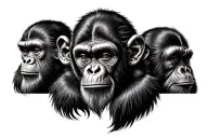 Three wise monkeys, one does not see, the other does not hear, the third does not speak tattoo design idea