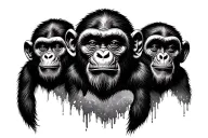 Three wise monkeys, one does not see, the other does not hear, the third does not speak tattoo design idea