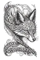 A wild fox that twists with its tail and bleeds tattoo design idea