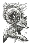 A wild fox that twists with its tail and bleeds tattoo design idea