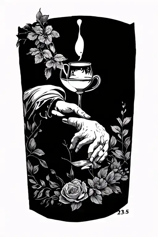 "You prepare a table before me in the presence of my enemies. You anoint my head with oil; my cup overflows." Psalm 23:5 tattoo design idea