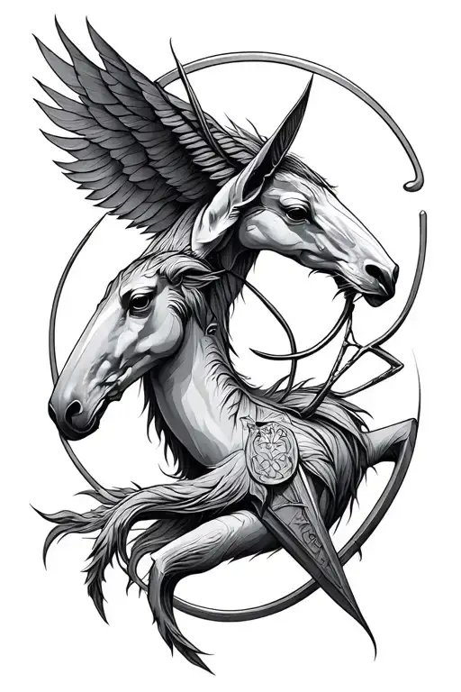 libra and sagittarius zodiac sign tattoo design idea