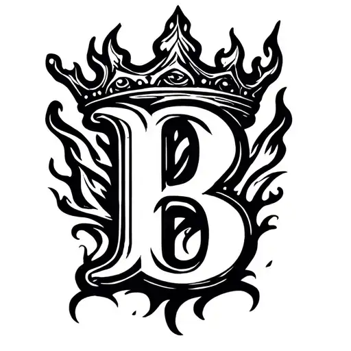 letter b with a crown on top make the whole thing look like its on fire  tattoo design idea