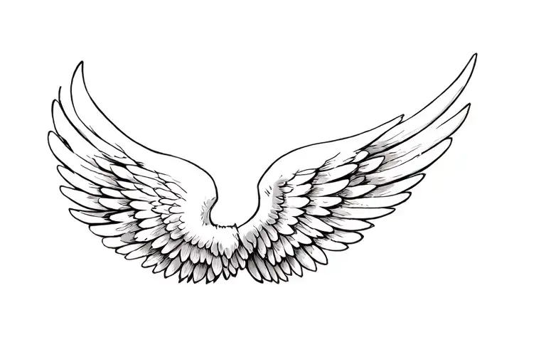 wings with angle tattoo design idea