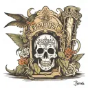 paradise inside tombstone tattoo design idea