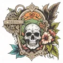paradise inside tombstone tattoo design idea
