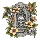 paradise inside tombstone tattoo design idea