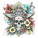 paradise inside tombstone tattoo design idea