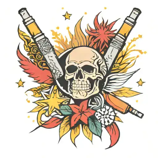 Marlboro reds cigarette and Filipino sun and stars  tattoo design idea