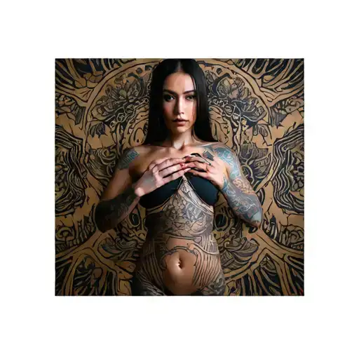 shibari woman holding tattoo design idea