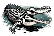 alligator swimming skeleton tattoo design idea