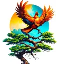 Lebanese Phoenix and cedar tree tattoo design idea