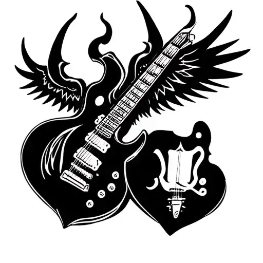 guitar pick demon wings tattoo design idea