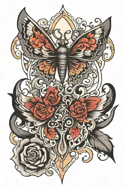 negative space traditional tattoo design idea