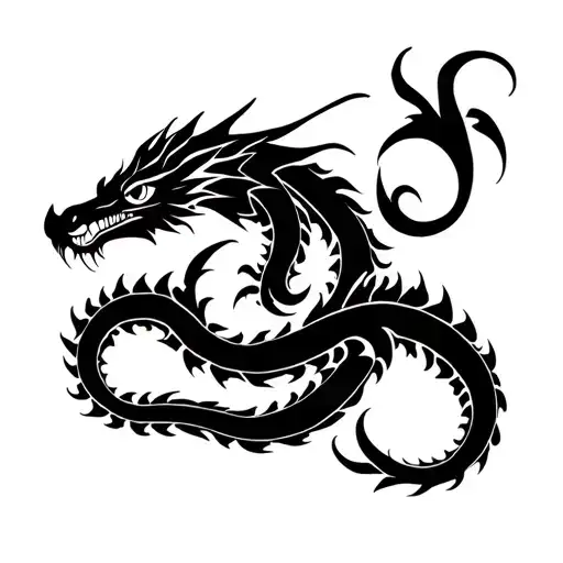 dragon coiled tattoo design idea