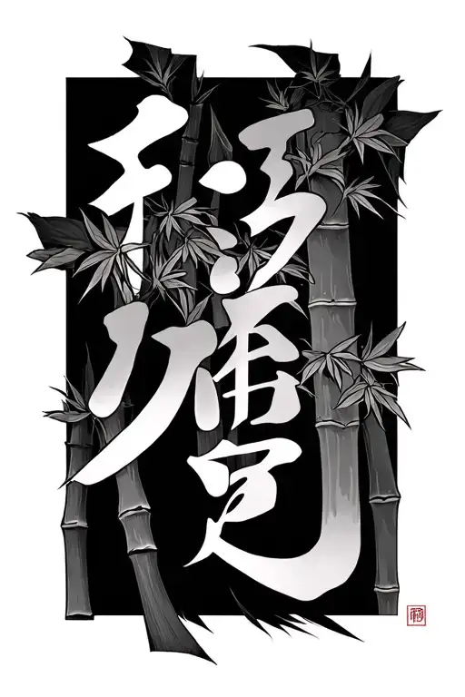 Kaizen Kanji and bamboo shoots tattoo design idea