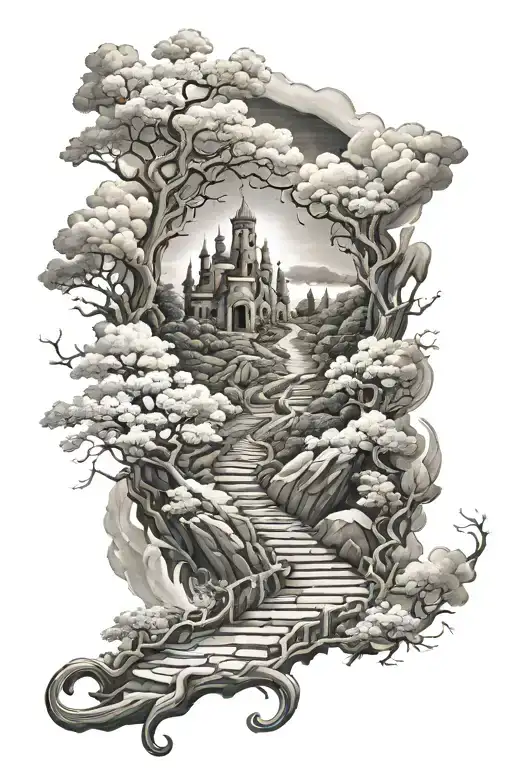 the path from hell to heaven tattoo design idea