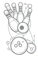 bowling ball and pins tattoo design idea