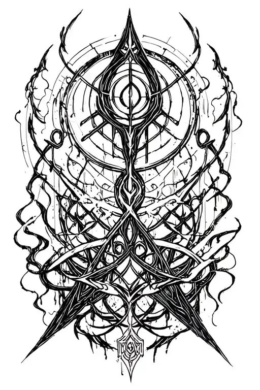 dark arcane sigil summoning souls tattoo design idea