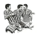 Messi and ronaldo taking a picture with a goat in the back tattoo design idea