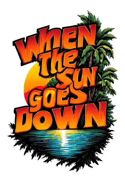 "when the sun goes down" sunset tattoo design idea