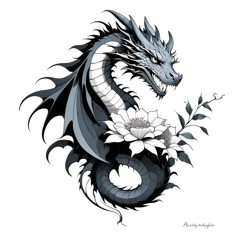 Suggestion 1: “The Protective and Flowery Guardian” (Dragon & Nature Inspiration)Concept: A majestic dragon coils up tattoo design idea