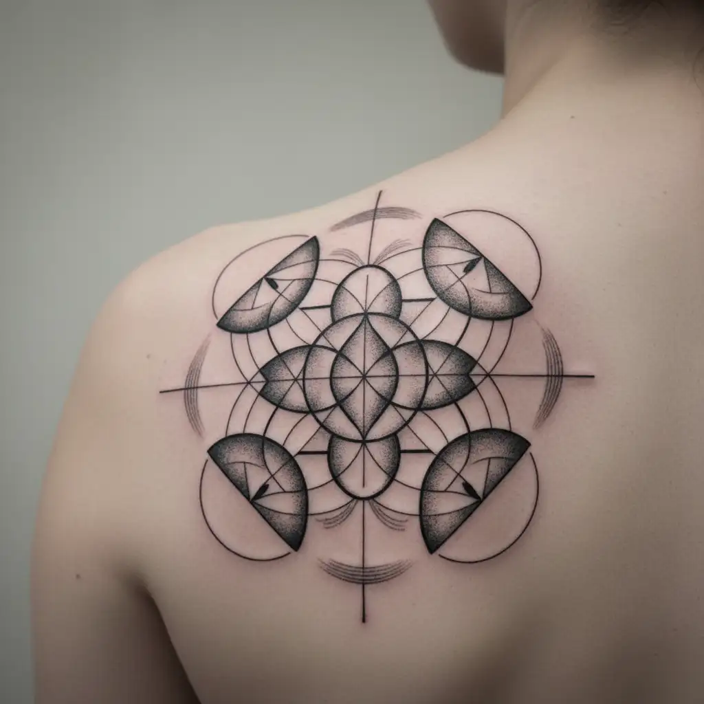 sacred geometry, labyrinth, 4 natural elements, letter S E, tree of life, bee hive tattoo design idea