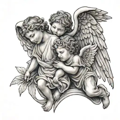 guardian angel over my two sons holding hands tattoo design idea