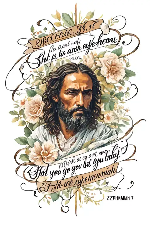 Bible Verse Zephaniah 3:17 tattoo design idea