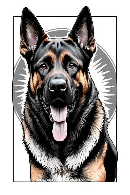Belgian Malinois with sig sauer gun tattoo design idea