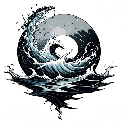 positive energy floating in ocean tattoo design idea