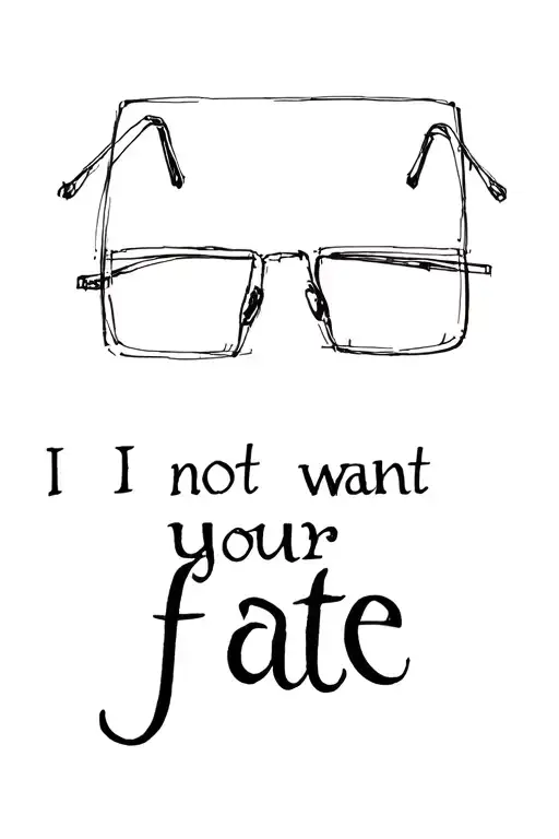 Draw a tattoo sketch: square glasses with the inscription "I do not want your fate" tattoo design idea