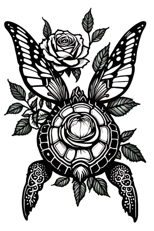 butter fly, turtle, rose, cardinal bird tattoo design idea
