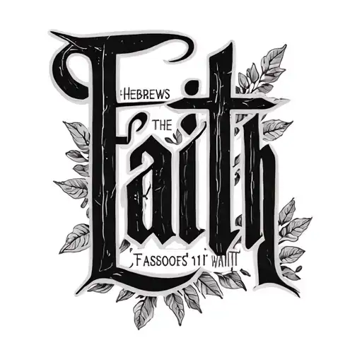 Hebrews 11 1 with the word faith overlaid tattoo design idea