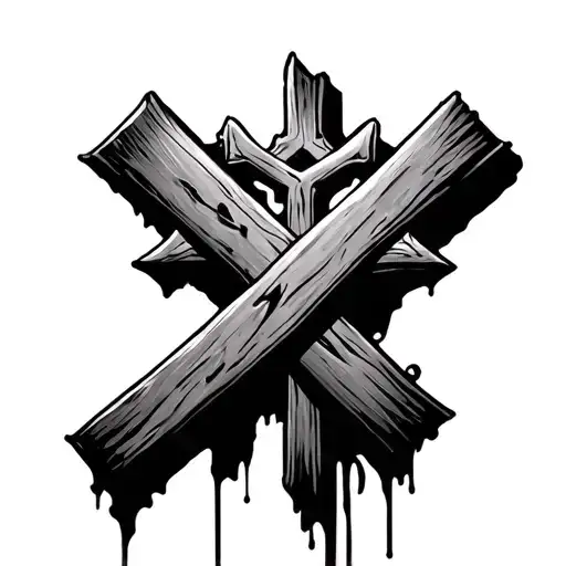 cross with rip grandma  tattoo design idea