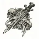 sword of destiny word written tattoo design idea