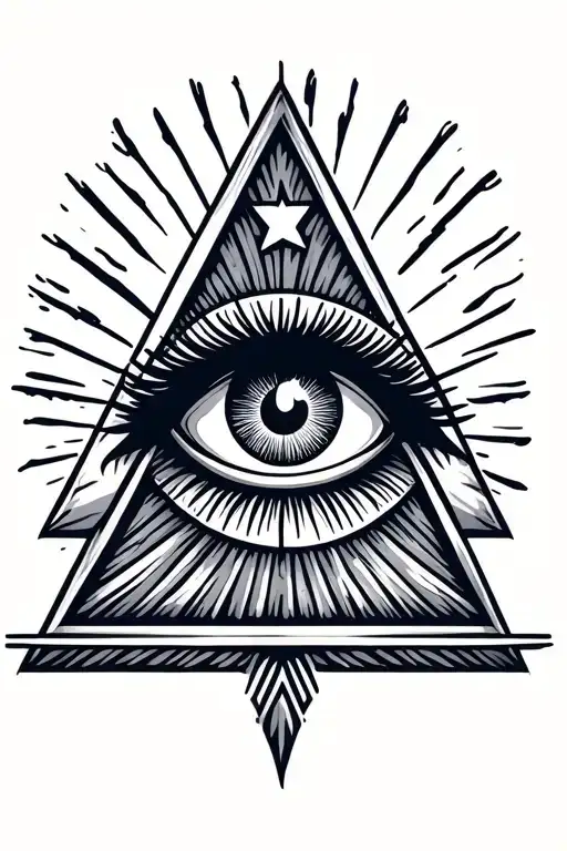A bold, clean **traditional American tattoo-style** rendering of the **Eye of Providence**, inspired by classic flash ar tattoo design idea