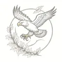 thunderbolt, eagle and oak leafs tattoo design idea