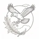 thunderbolt, eagle and oak leafs tattoo design idea