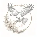 thunderbolt, eagle and oak leafs tattoo design idea