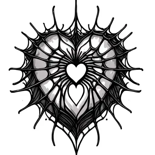 spider web with heart tattoo design idea