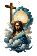 jeremiah 2911 bibble verse with cross and clouds tattoo design idea