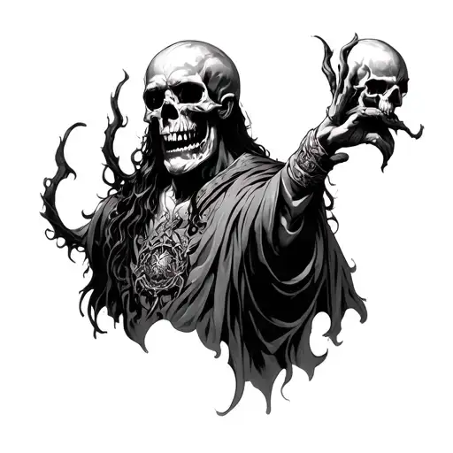 god of dead it has to be smooth with 7 deadly sins there is no skull. God consept. add it japan cultures dead god  tattoo design idea