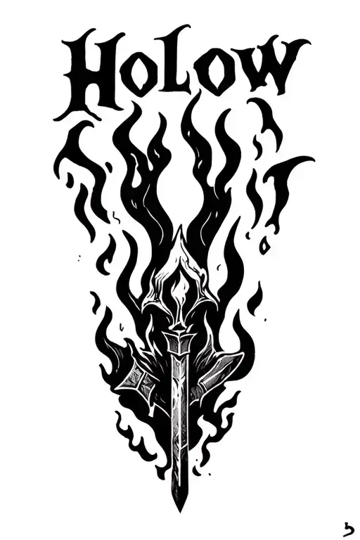 "Hollow" "Holow" campfire knight rest fire flames tattoo design idea