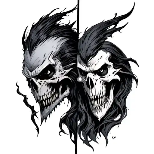 good vs evil tattoo design idea