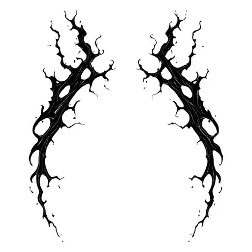 Sharp, abstract lines like tendons or energy cracks. Flowing, aggressive, irregular shape, no shading. tattoo design idea