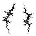 Sharp, abstract lines like tendons or energy cracks. Flowing, aggressive, irregular shape, no shading. tattoo design idea