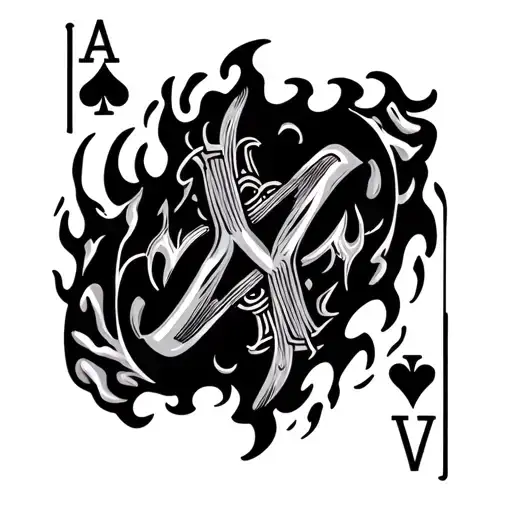 jack card on fire tattoo design idea